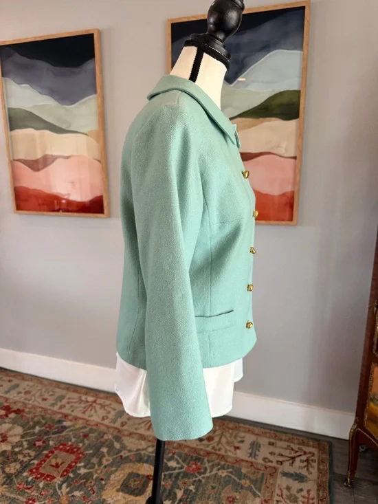 Vintage Majestic -Green Women's Blazer with Gold Buttons - Picture 2 of 7